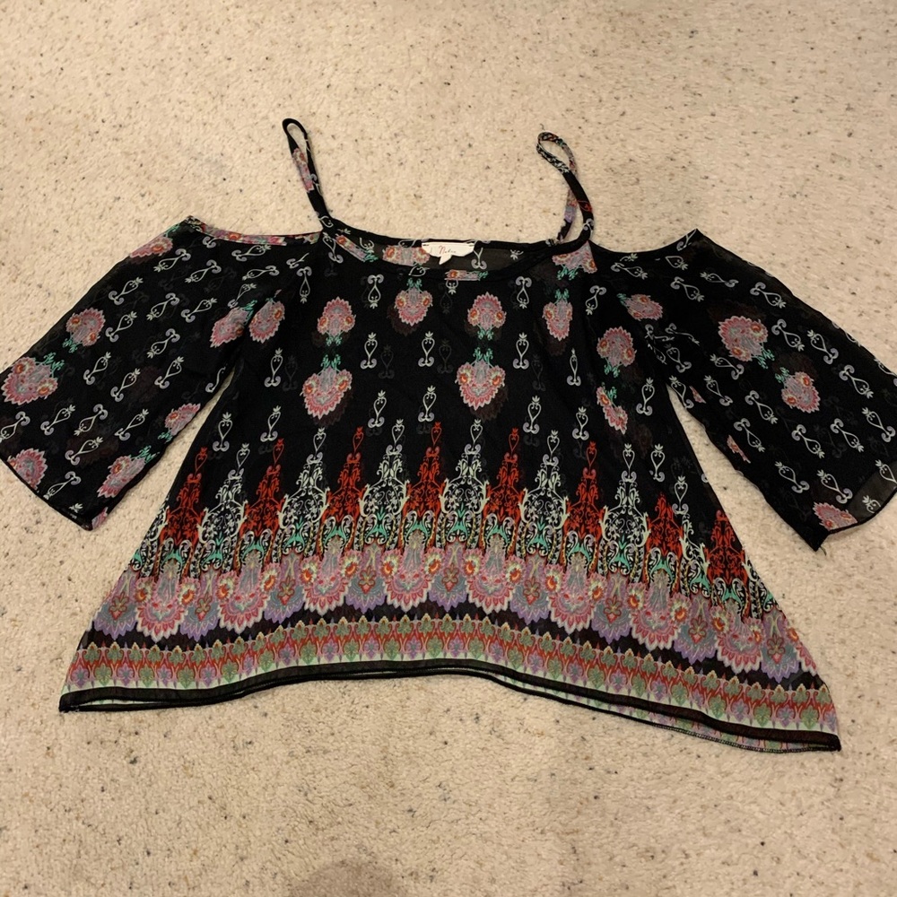 Peasant Print Off the Shoulder Top